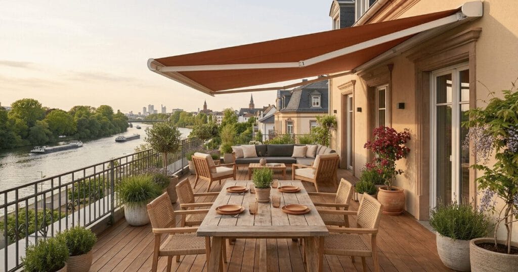 Markisen Offenbach – Gelenkarmmarkise am Mehrfamilienhaus